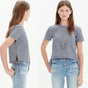 Madewell Chambray Side Tie Crop Top